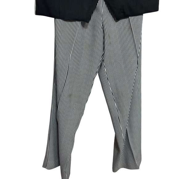 Vintage Express Black and White Striped Women's Pantsuit with Button-Up Vest - Picture 3 of 15